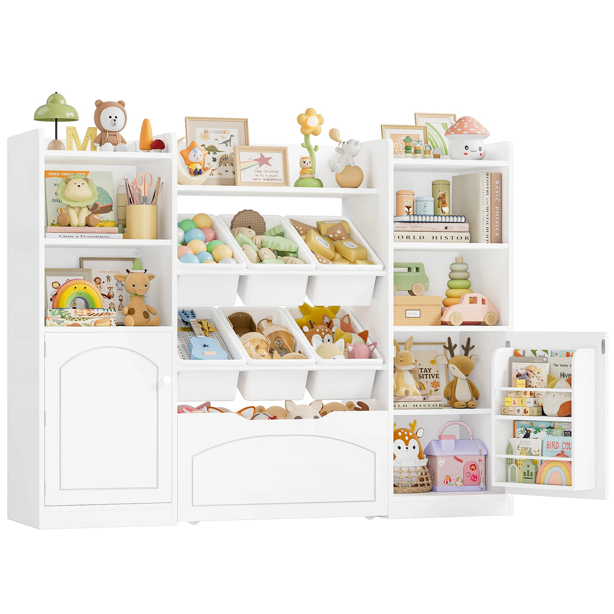 Aufbewahrungsmöbel für Kinder mit 6 Boxen und Schublade, 140 cm Lilla Kids