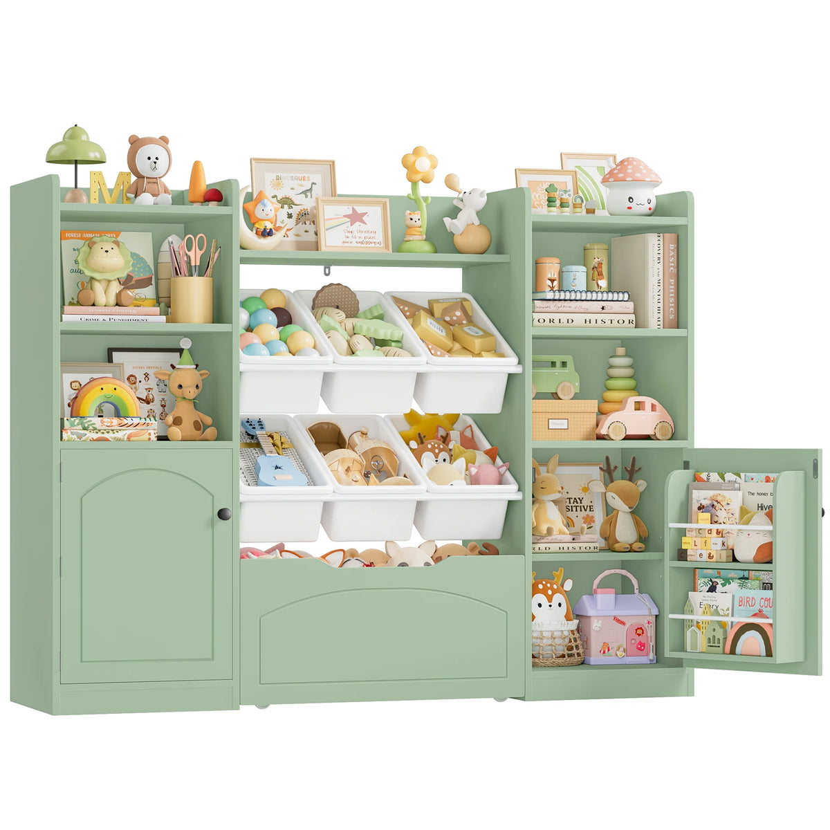 Aufbewahrungsmöbel für Kinder mit 6 Boxen und Schublade, 140 cm Lilla Kids