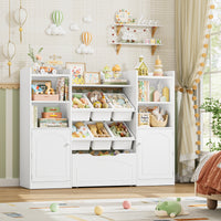 Aufbewahrungsmöbel für Kinder mit 6 Boxen und Schublade, 140 cm Lilla Kids