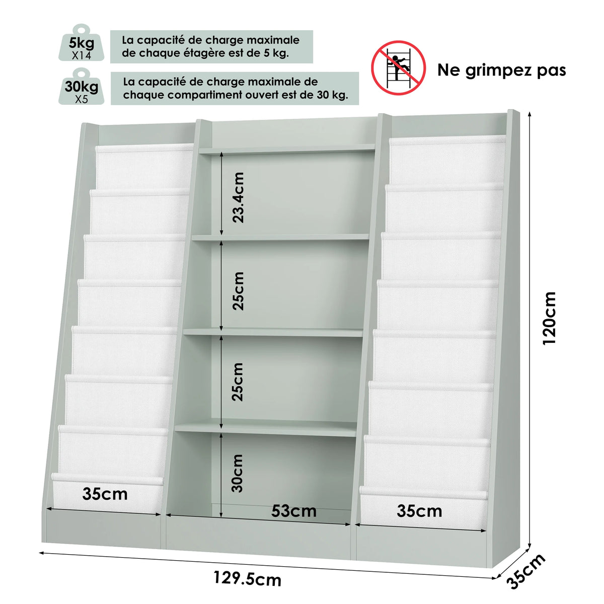 Aufbewahrungsregal für Kinder mit 14 Fächern, 35 x 120 cm Lilla Kids
