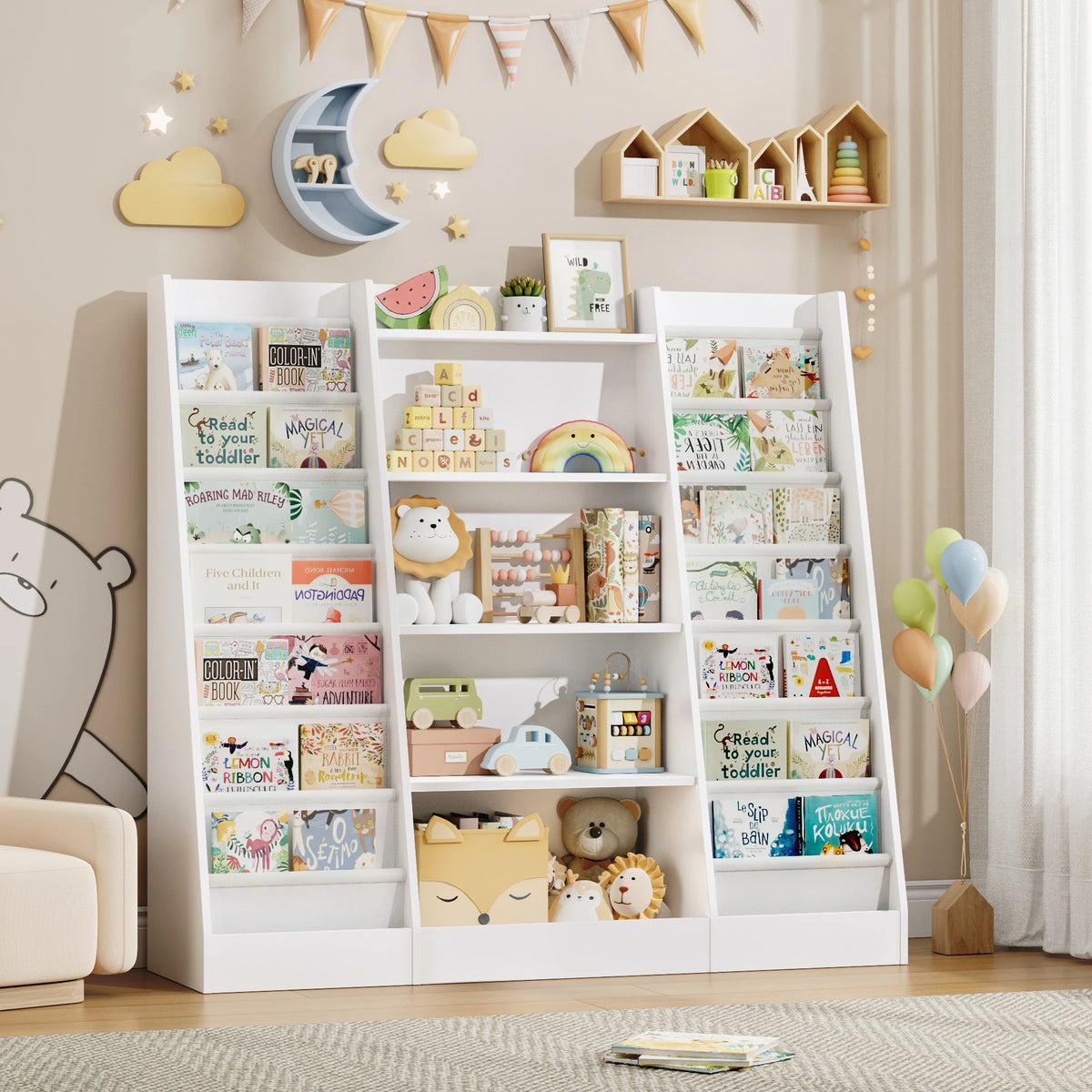 Aufbewahrungsregal für Kinder mit 14 Fächern, 35 x 120 cm Lilla Kids