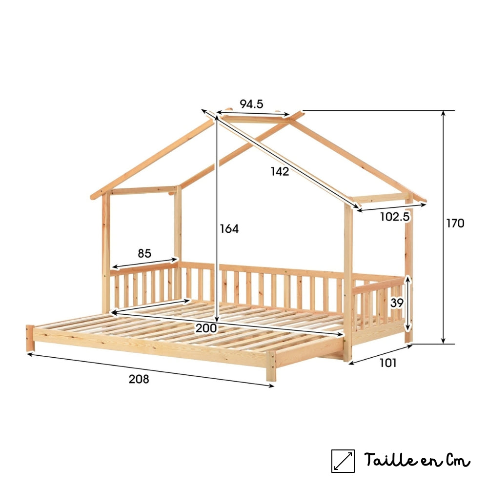 Ausziehbares Kinder-Hausbett aus Holz Lilla Kids