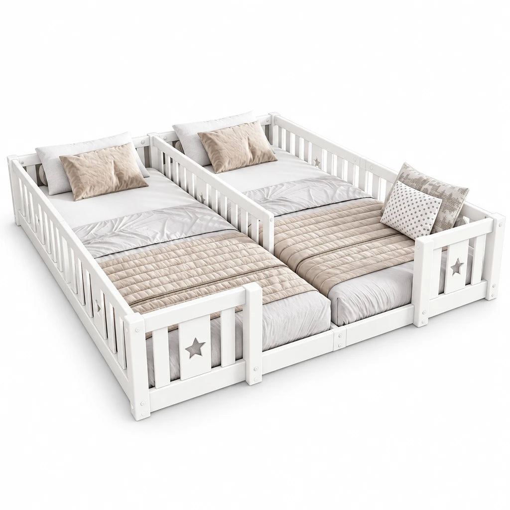 Bodenbett für 2 mit Rausfallschutz Stern 90x200 Lilla Kids