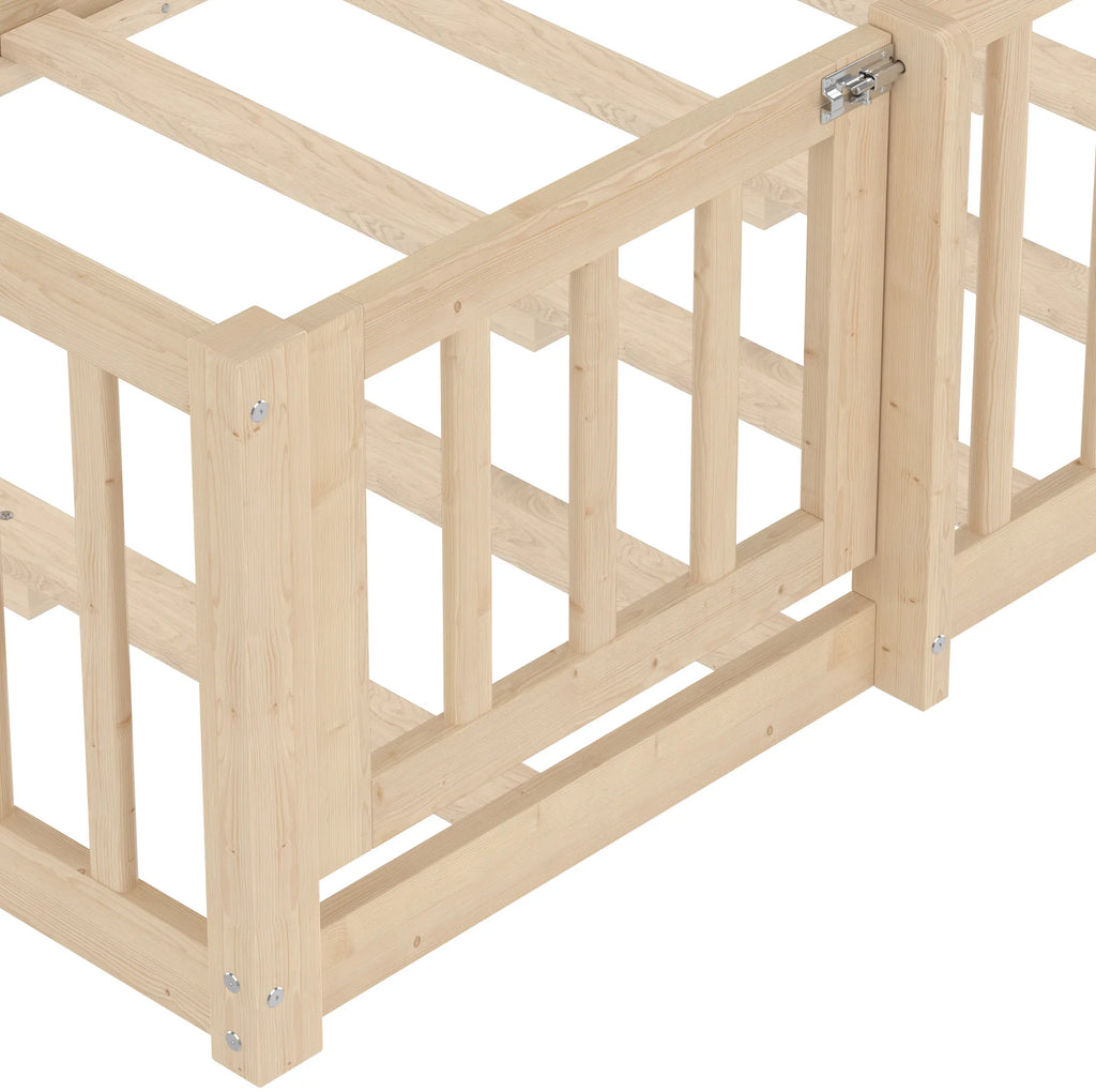 Bodenbett-Hausbett aus Kiefer in Natur 90x190 Lilla Kids