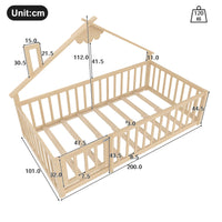 Bodenbett-Hausbett aus Kiefer in Natur 90x190 Lilla Kids