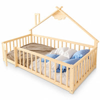 Bodenbett-Hausbett aus Kiefer in Natur 90x190 Lilla Kids