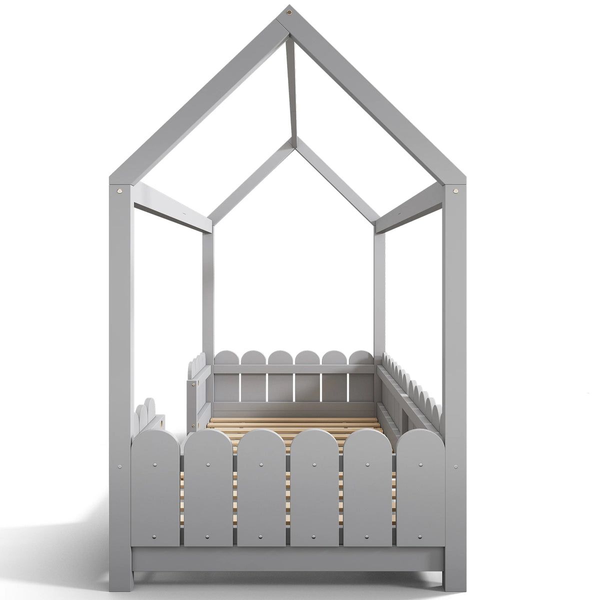 Bodenbett-Hausbett mit Dach und Schutzgittern 90x200 Lilla Kids