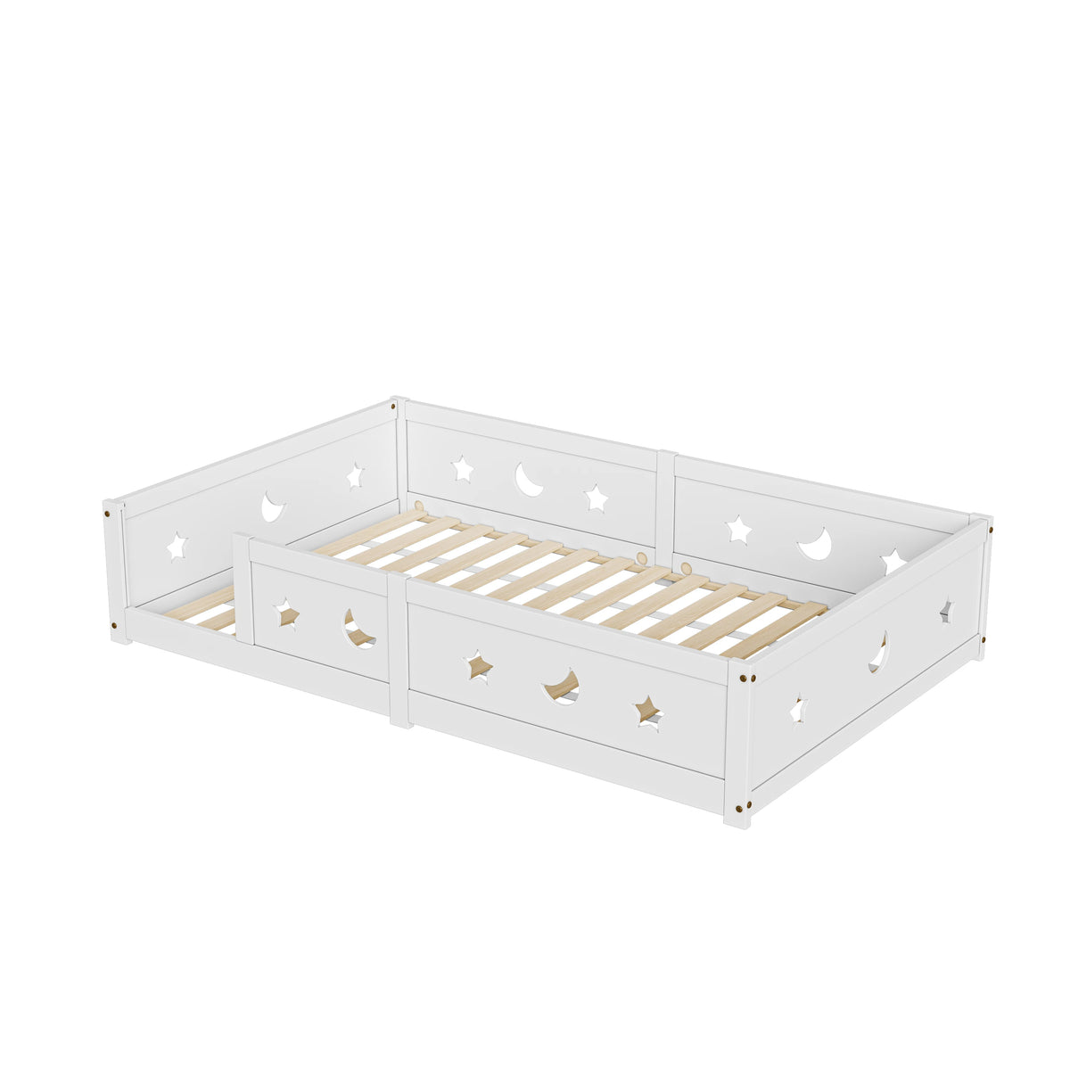 Bodenbett mit Rausfallschutz Mond und Stern 140x200 Lilla Kids