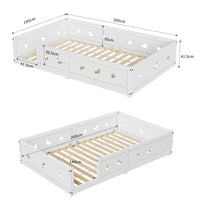 Bodenbett mit Rausfallschutz Mond und Stern 140x200 Lilla Kids