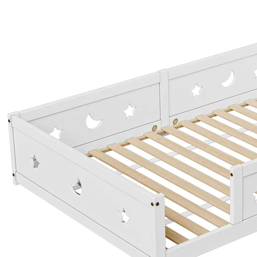 Bodenbett mit Rausfallschutz Mond und Stern 140x200 Lilla Kids