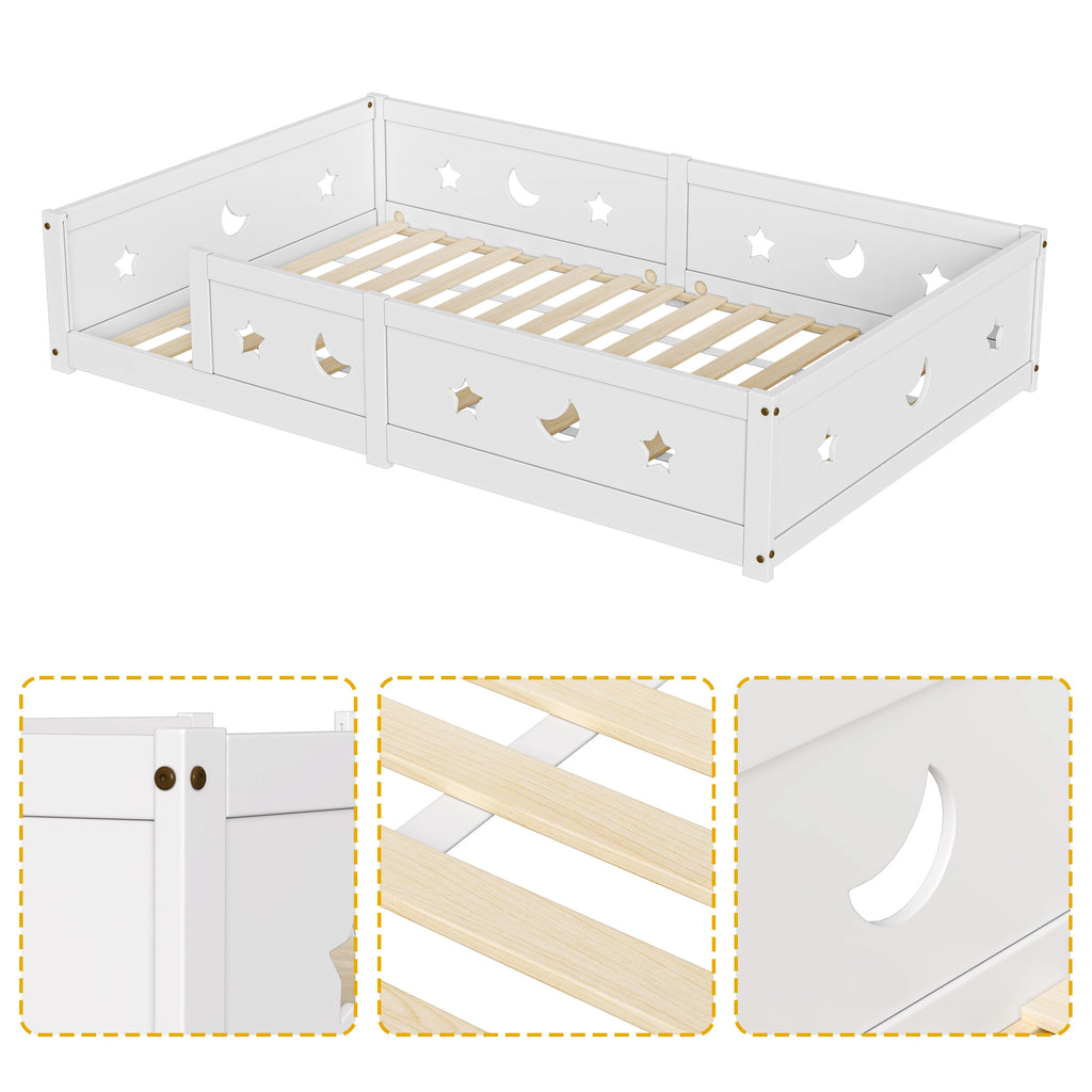 Bodenbett mit Rausfallschutz Mond und Stern 140x200 Lilla Kids