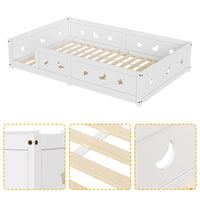 Bodenbett mit Rausfallschutz Mond und Stern 140x200 Lilla Kids