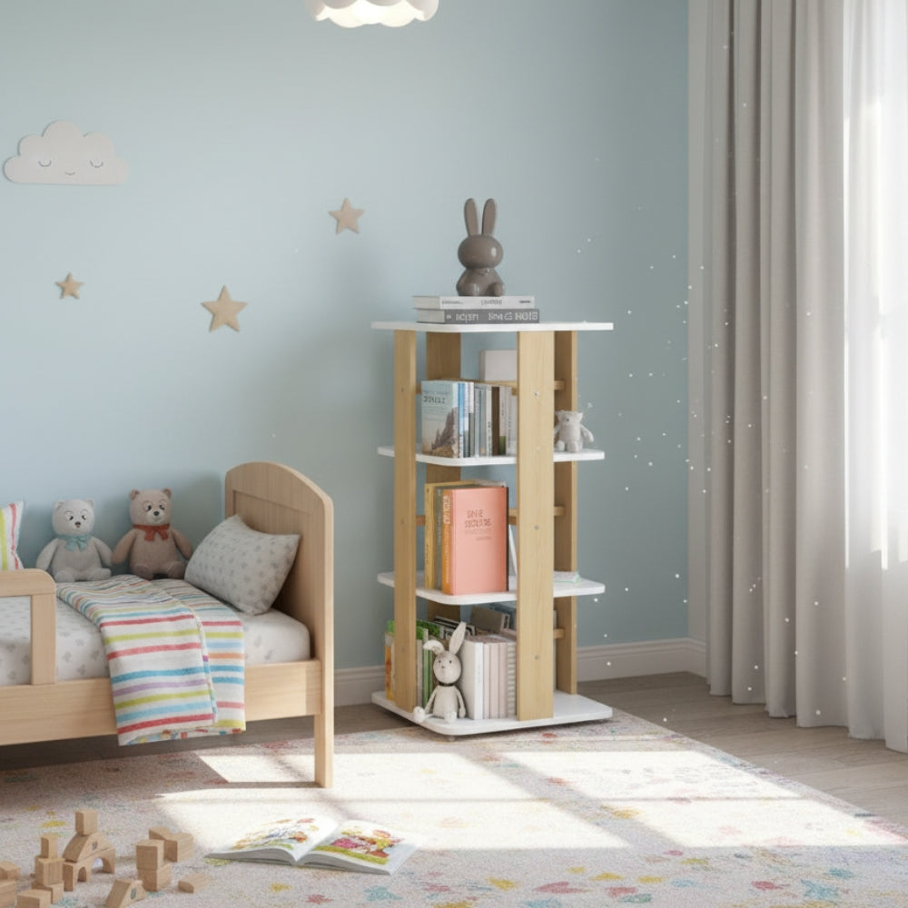 Drehbares Kinderbücherregal aus weißem Holz Lilla Kids
