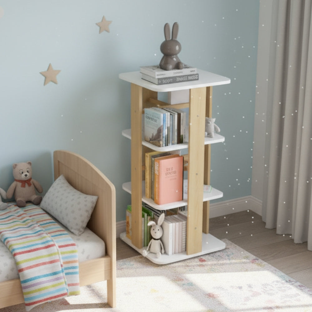 Drehbares Kinderbücherregal aus weißem Holz Lilla Kids