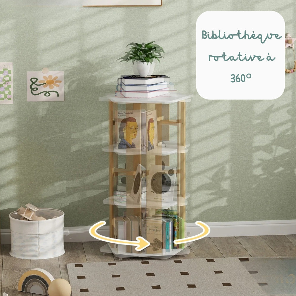 Drehbares Kinderbücherregal aus weißem Holz Lilla Kids