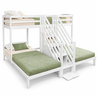 Dreifach-Hochbett mit Leiter, Schubladen und Schutzgitter Lilla Kids