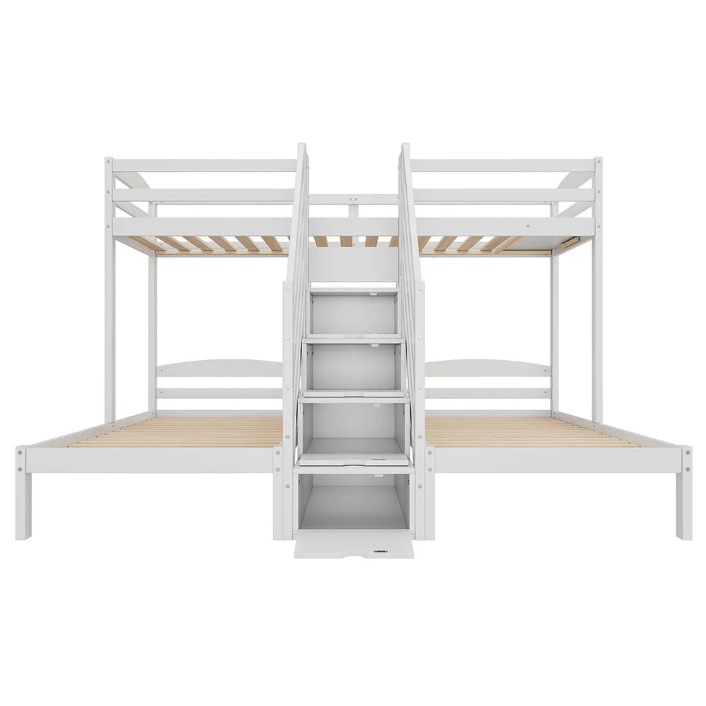 Dreifach-Hochbett mit Leiter, Schubladen und Schutzgitter Lilla Kids