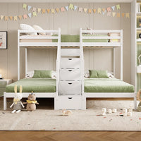 Dreifach-Hochbett mit Leiter, Schubladen und Schutzgitter Lilla Kids