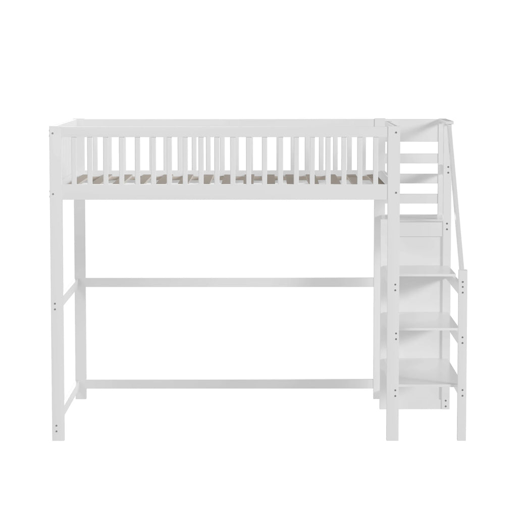 Etagenbett 140x200 mit Treppe, Regal und Kleiderschrank Lilla Kids