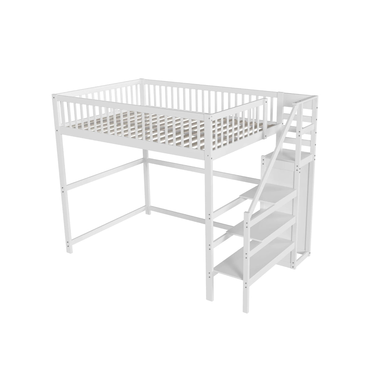 Etagenbett 140x200 mit Treppe, Regal und Kleiderschrank Lilla Kids