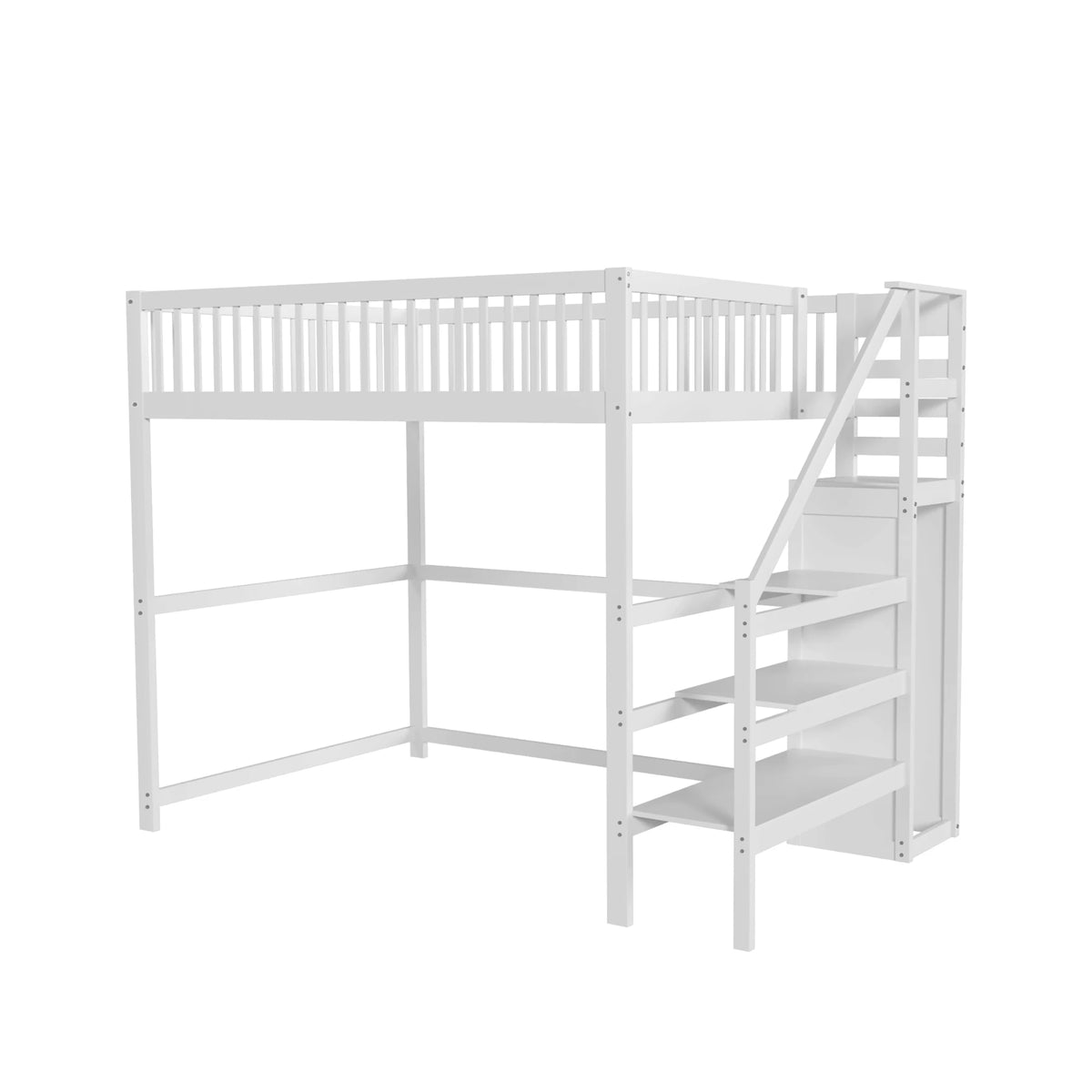 Etagenbett 140x200 mit Treppe, Regal und Kleiderschrank Lilla Kids