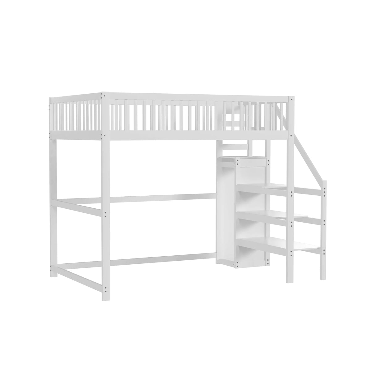 Etagenbett 140x200 mit Treppe, Regal und Kleiderschrank Lilla Kids