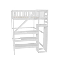 Etagenbett 140x200 mit Treppe, Regal und Kleiderschrank Lilla Kids