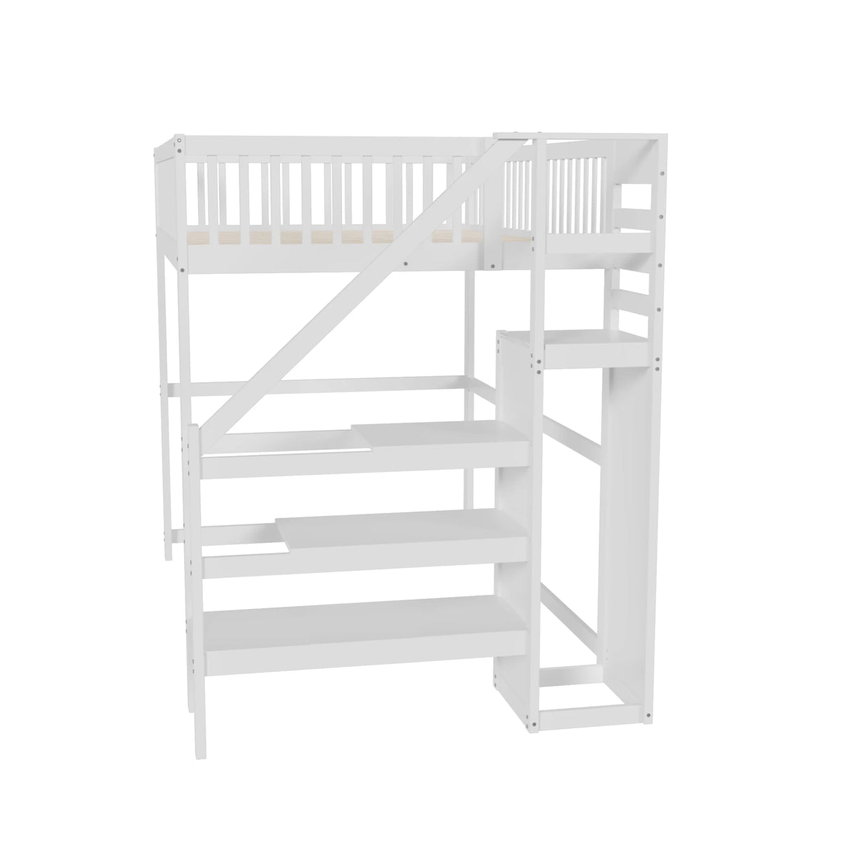 Etagenbett 140x200 mit Treppe, Regal und Kleiderschrank Lilla Kids
