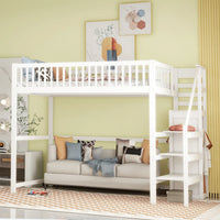 Etagenbett 140x200 mit Treppe, Regal und Kleiderschrank Lilla Kids