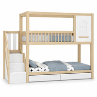 Etagenbett-Hausbett aus Kiefer mit Schubladen Lilla Kids