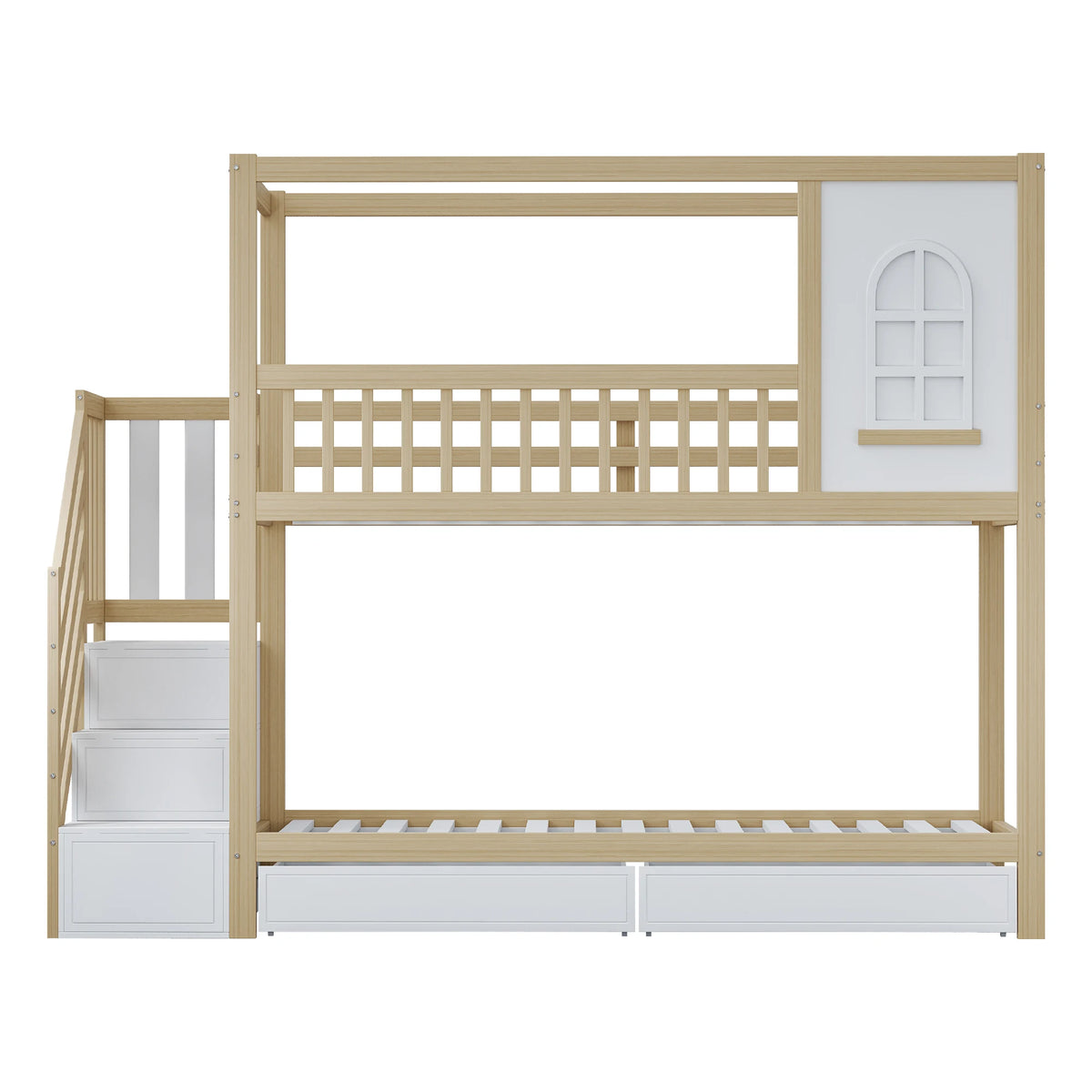 Etagenbett-Hausbett aus Kiefer mit Schubladen Lilla Kids