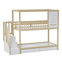 Etagenbett-Hausbett aus Kiefer mit Schubladen Lilla Kids