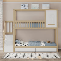 Etagenbett-Hausbett aus Kiefer mit Schubladen Lilla Kids