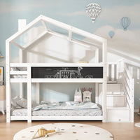 Etagenbett-Hausbett mit Dach und Stauraum 90x200 Lilla Kids