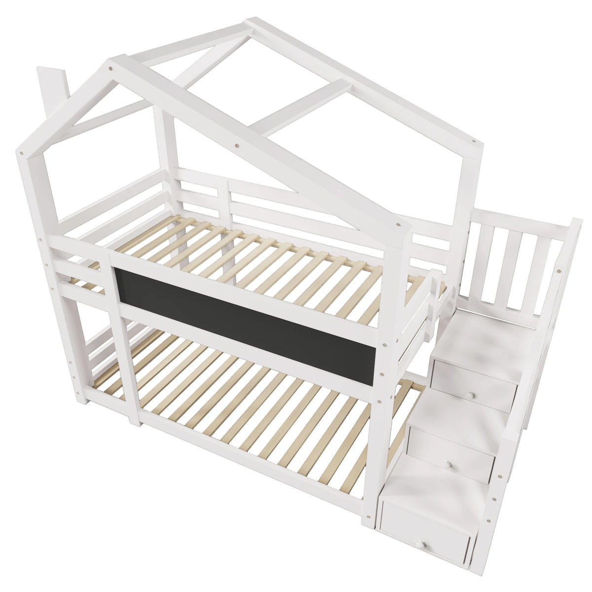 Etagenbett-Hausbett mit Dach und Stauraum 90x200 Lilla Kids