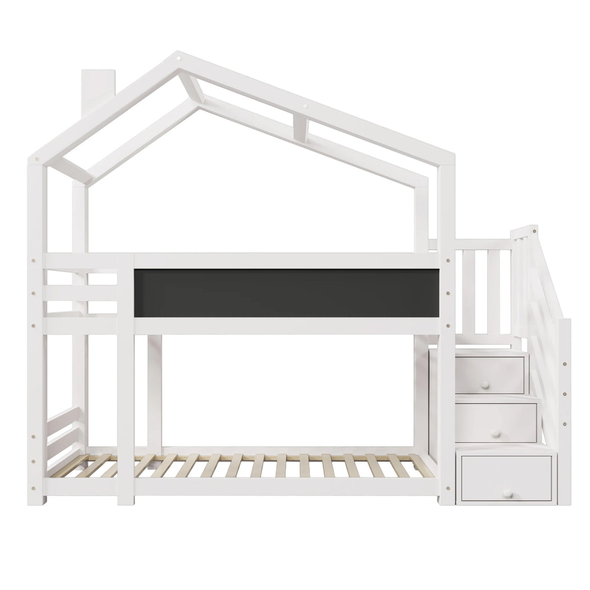 Etagenbett-Hausbett mit Dach und Stauraum 90x200 Lilla Kids