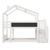 Etagenbett-Hausbett mit Dach und Stauraum 90x200 Lilla Kids