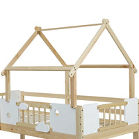 Etagenbett-Hausbett mit Dachdesign und Leiter 90x200 Lilla Kids