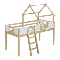 Etagenbett-Hausbett mit Dachdesign und Leiter 90x200 Lilla Kids