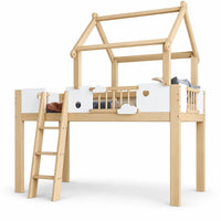 Etagenbett-Hausbett mit Dachdesign und Leiter 90x200 Lilla Kids