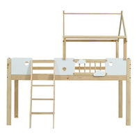 Etagenbett-Hausbett mit Dachdesign und Leiter 90x200 Lilla Kids