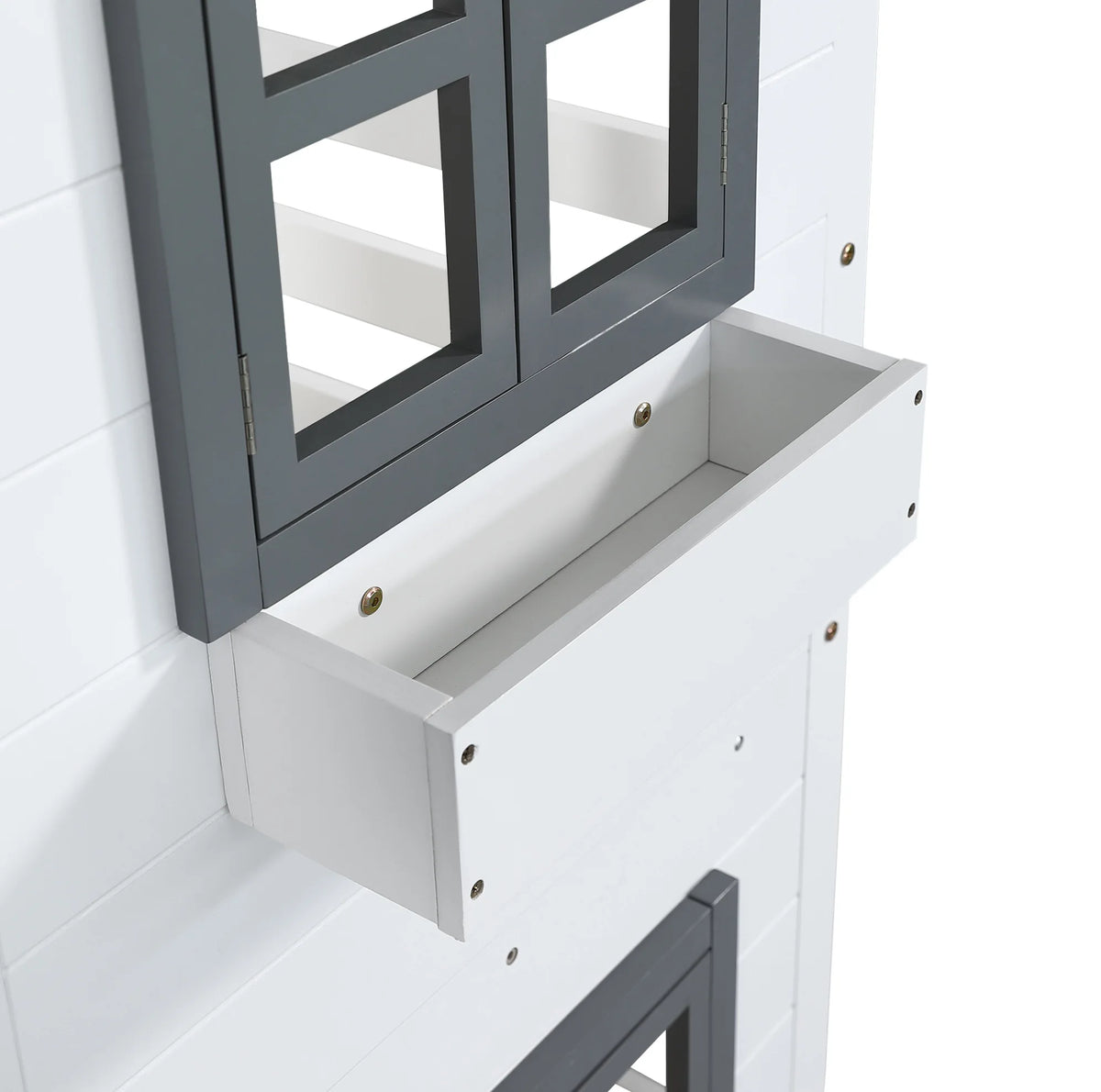 Etagenbett-Hausbett mit Fenstern aus weißer Kiefer 90x200 Lilla Kids