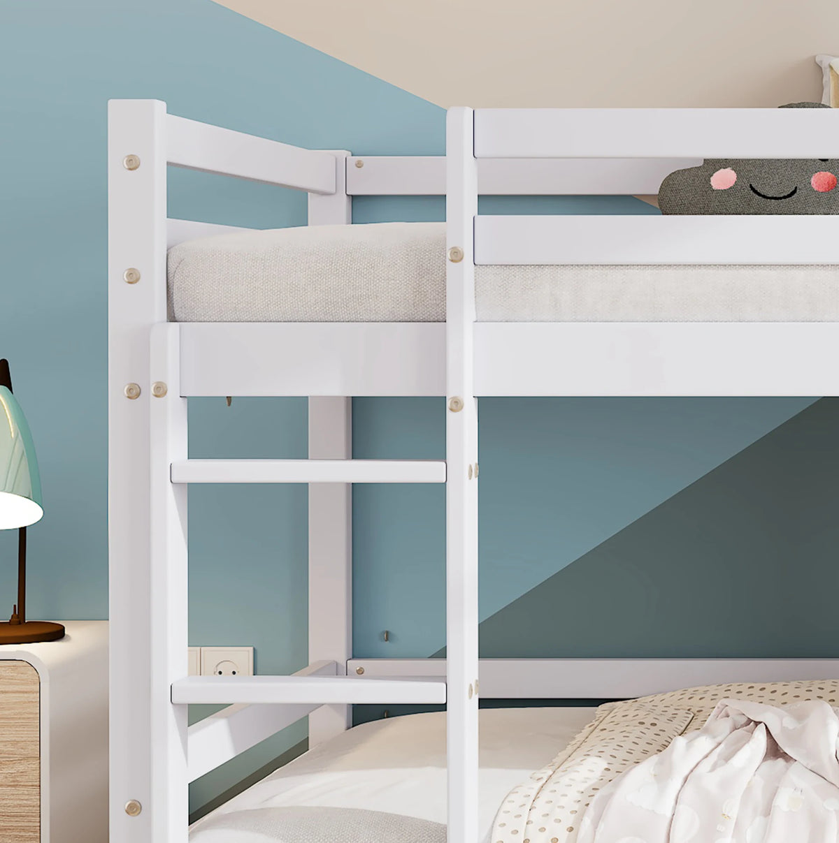 Etagenbett-Hausbett mit Fenstern aus weißer Kiefer 90x200 Lilla Kids
