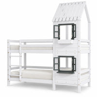 Etagenbett-Hausbett mit Fenstern aus weißer Kiefer 90x200 Lilla Kids