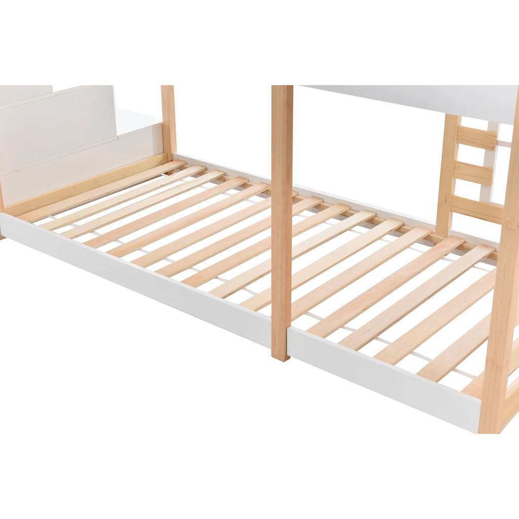 Etagenbett-Hausbett mit Fenstern und Stauraum 90x200 Lilla Kids