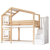 Etagenbett-Hausbett mit Fenstern und Stauraum 90x200 Lilla Kids