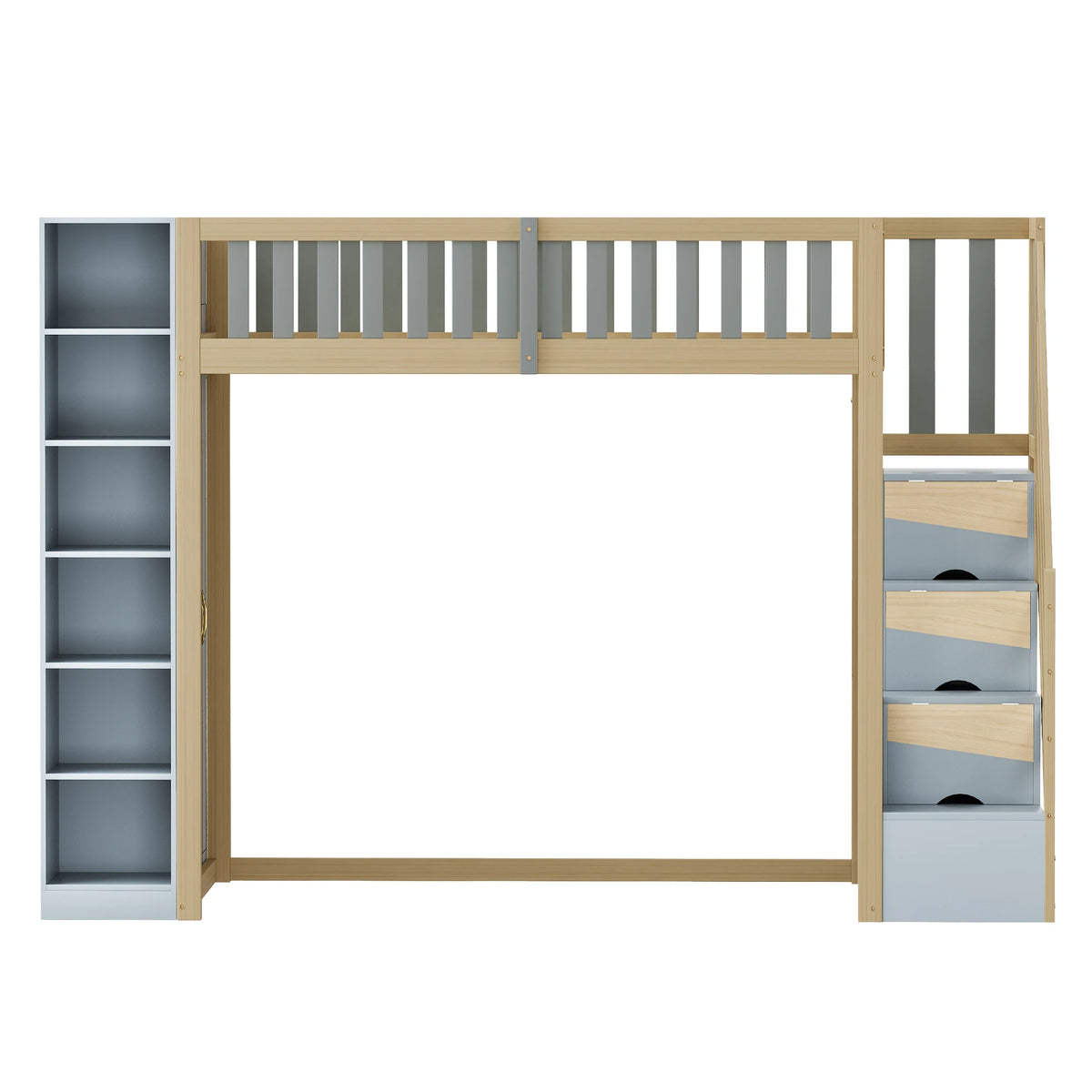 Etagenbett-Hausbett mit Kleiderschrank und Regalen Lilla Kids