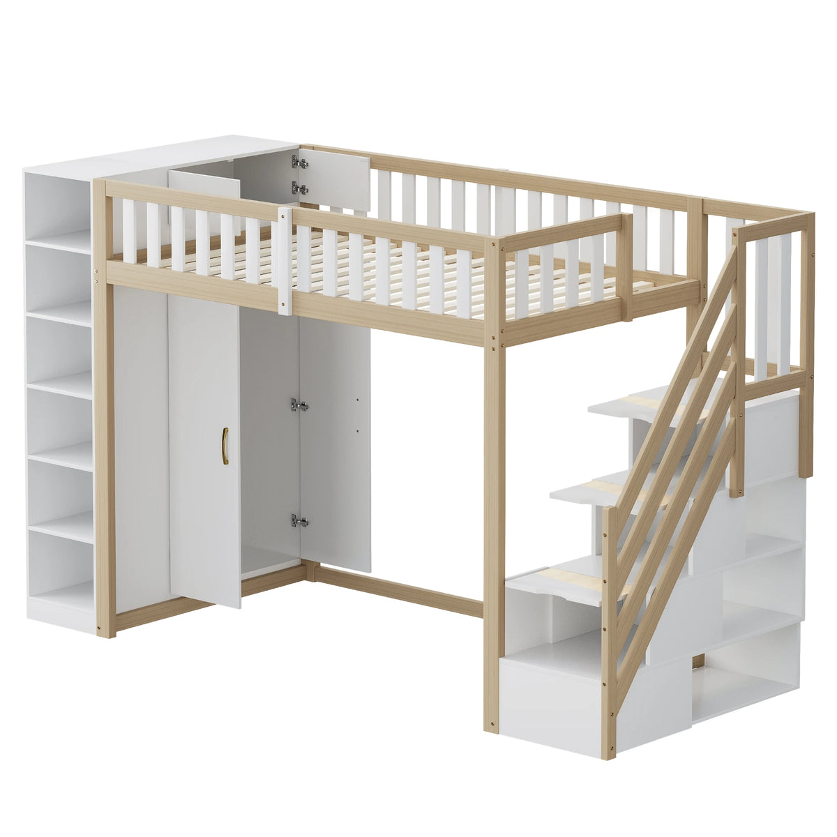 Etagenbett-Hausbett mit Kleiderschrank und Regalen Lilla Kids