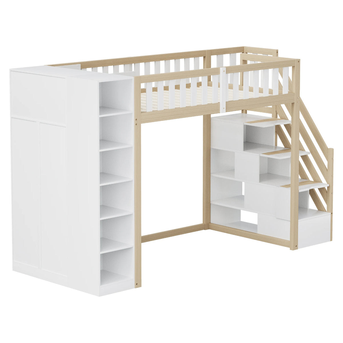 Etagenbett-Hausbett mit Kleiderschrank und Regalen Lilla Kids