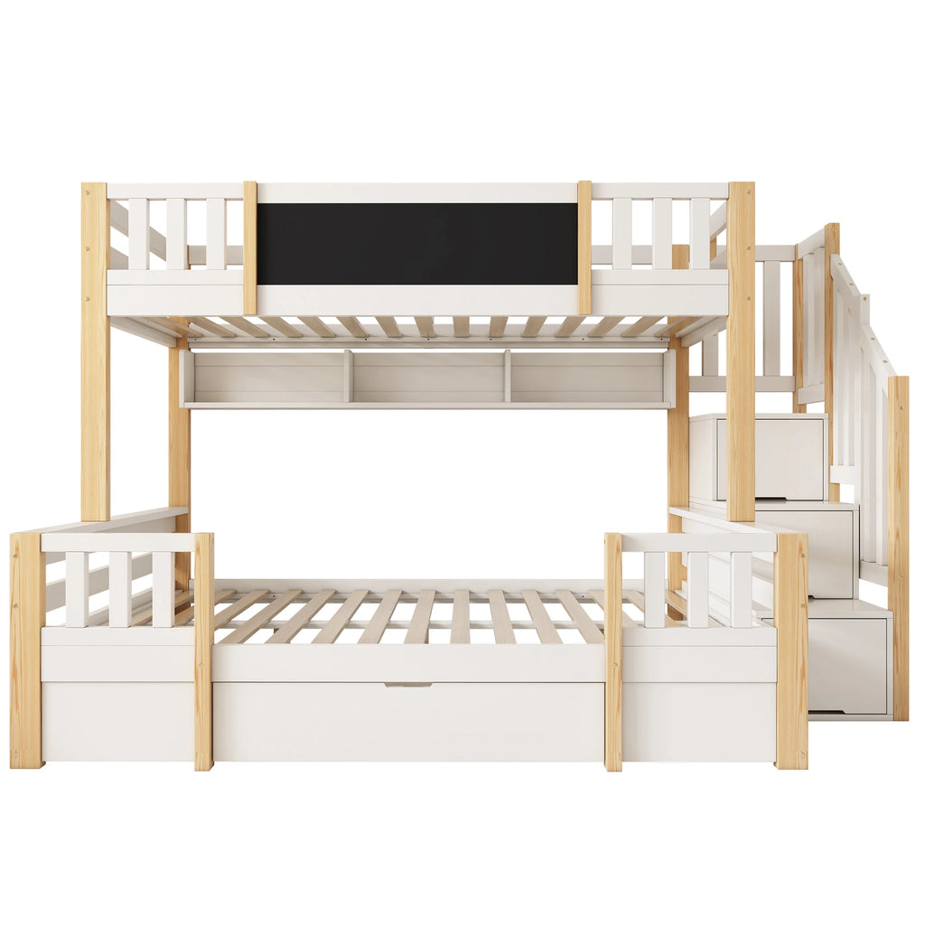 Etagenbett-Hausbett mit Rutsche, Tafel und Bücherregal Lilla Kids